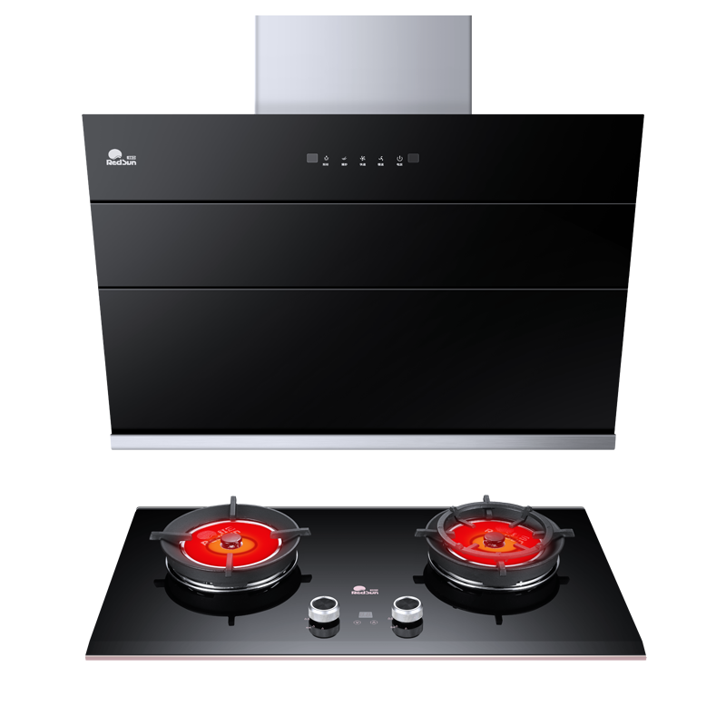 红日(RedSun)家用侧吸式油烟机烟灶套装红外灶燃气灶定时灶抽油烟机组合自动清洗JED18H+EM618BP 天然气