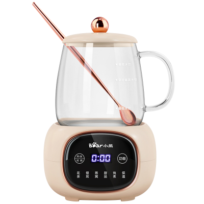 小熊(Bear)0.4L迷你养生杯养生壶 热牛奶电热杯煮花茶壶烧水壶电热水壶全玻璃杯体YSH-Q04E5