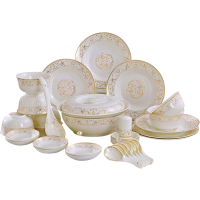 LICHEN 餐具套装陶瓷碗碟套装骨瓷简约盘子碗具56头太阳岛品锅版