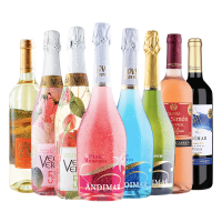 西班牙原瓶进口葡萄酒 爱之湾精选起泡酒干红葡萄酒果酒甜酒8支装750ML*8