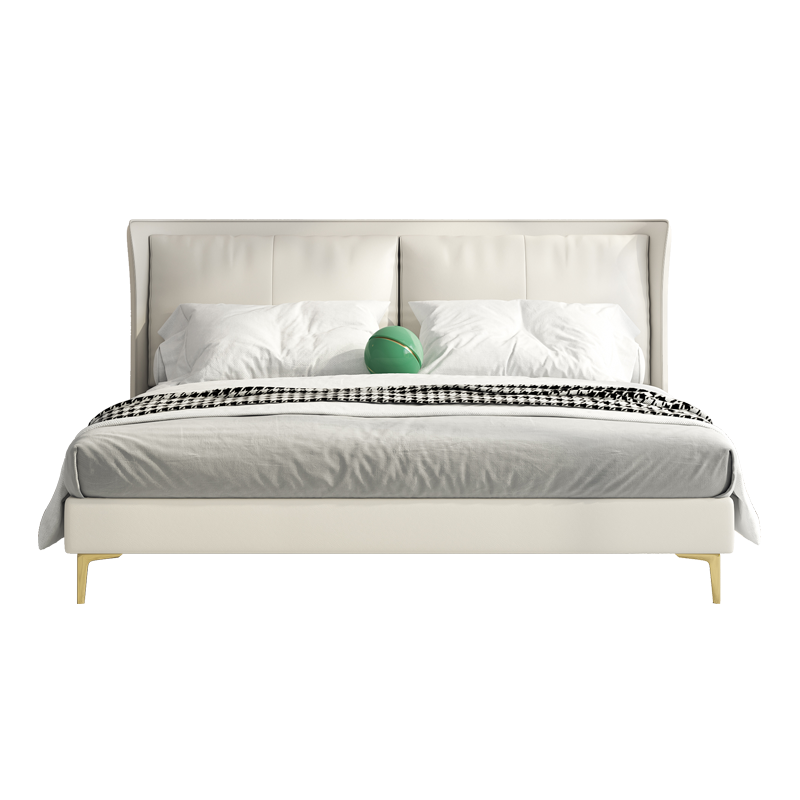 冬熊轻奢现代ins风网红设计师真皮床双人1.8米主卧室北欧白色婚床