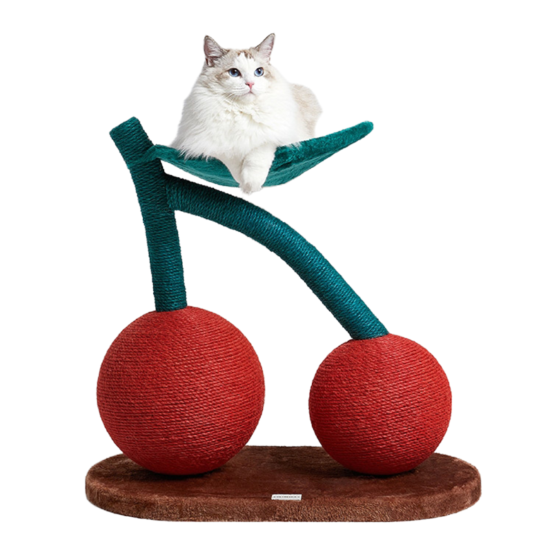 未卡樱桃猫爬架猫咪玩具黄麻耐磨大型猫爬柱猫咪用品猫抓球 宠物日用宠物玩具