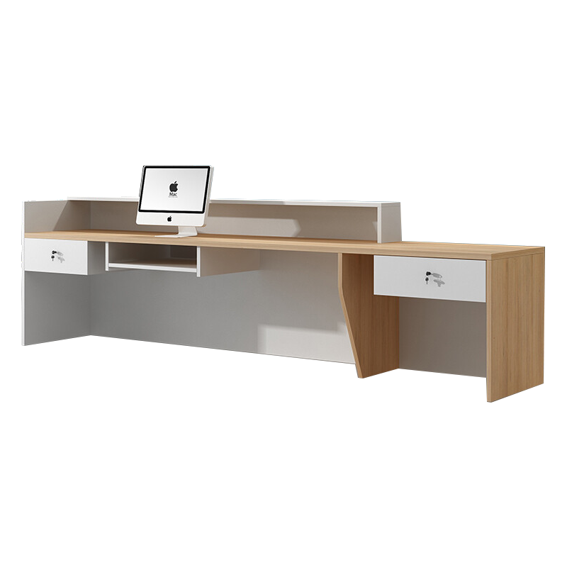 绵冠MIANGUAN前台接待台现代简约L型收银台咨询台服务台迎宾台办公桌不含边柜