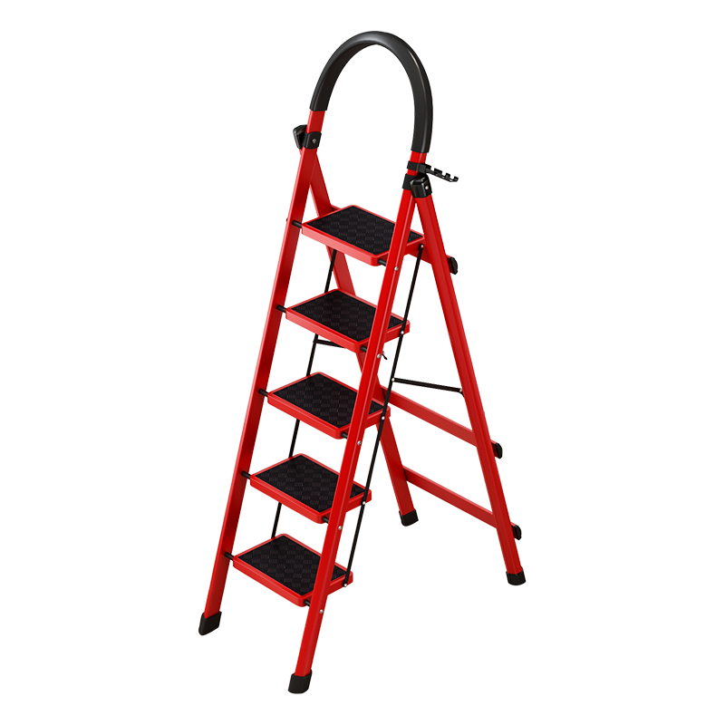 邦禾梯子家用折叠多功能加厚室内升降人字梯伸缩梯扶梯踏板四五步爬梯 D型4步加厚梯—蓝色
