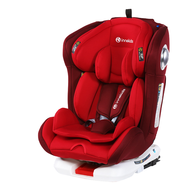 innokids 儿童安全座椅0-4岁-12岁isofix接口可躺婴儿宝宝车载360度旋转汽车用 幸运红接口版