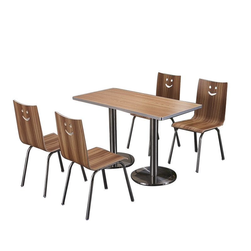 绵冠MIANGUAN肯德基快餐桌椅甜品奶茶食堂饭堂餐厅面馆饭店小吃奶茶店快餐桌椅组合4人位含椅子 橡木色1200*600