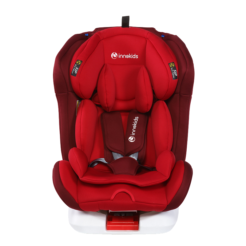 innokids 儿童安全座椅0-4岁-12岁isofix接口可躺婴儿宝宝车载360度旋转汽车用 幸运红安全带版