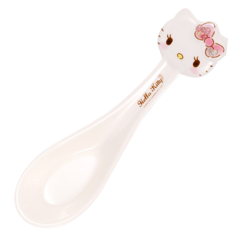 五和凯蒂猫卡通儿童婴儿餐具宝宝密胺塑料勺子创意可爱辅食调羹 粉色KT猫头型勺