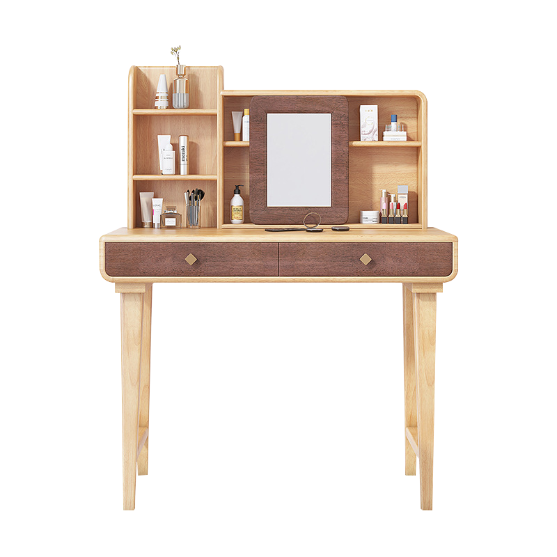 禧漫屋 北欧全实木多功能小户型梳妆桌梳妆台组合卧室现代简约收纳柜一体单人储物抽屉化妆台桌子
