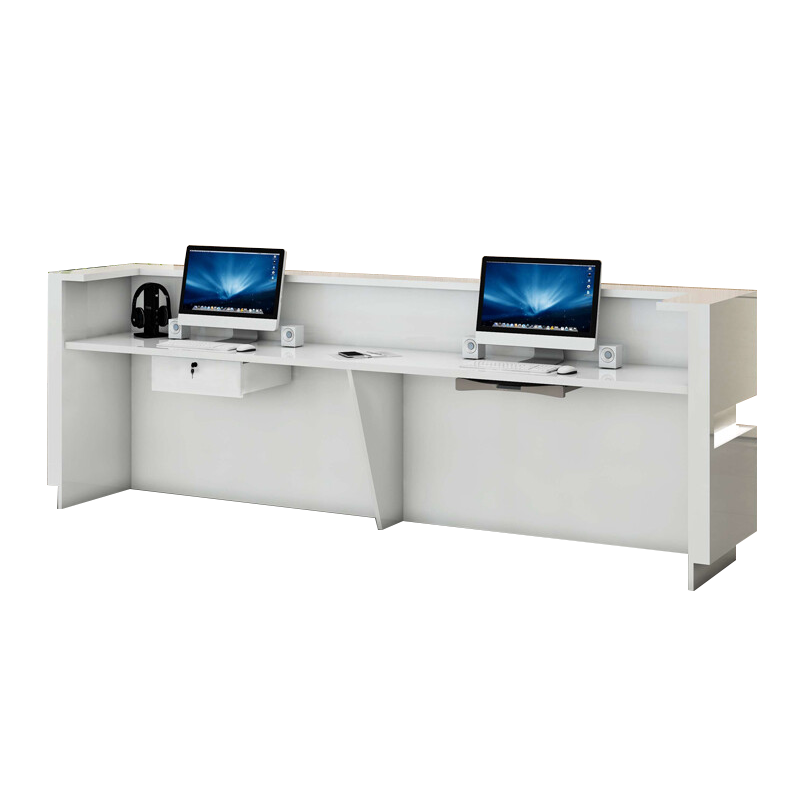 绵冠MIANGUAN白色烤漆公司前台接待台创意收银台售楼服务前台迎宾服务吧台