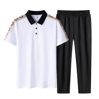 Muszoom/满速夏季纯棉套装男士运动服宽松大码短袖长裤跑步两件套