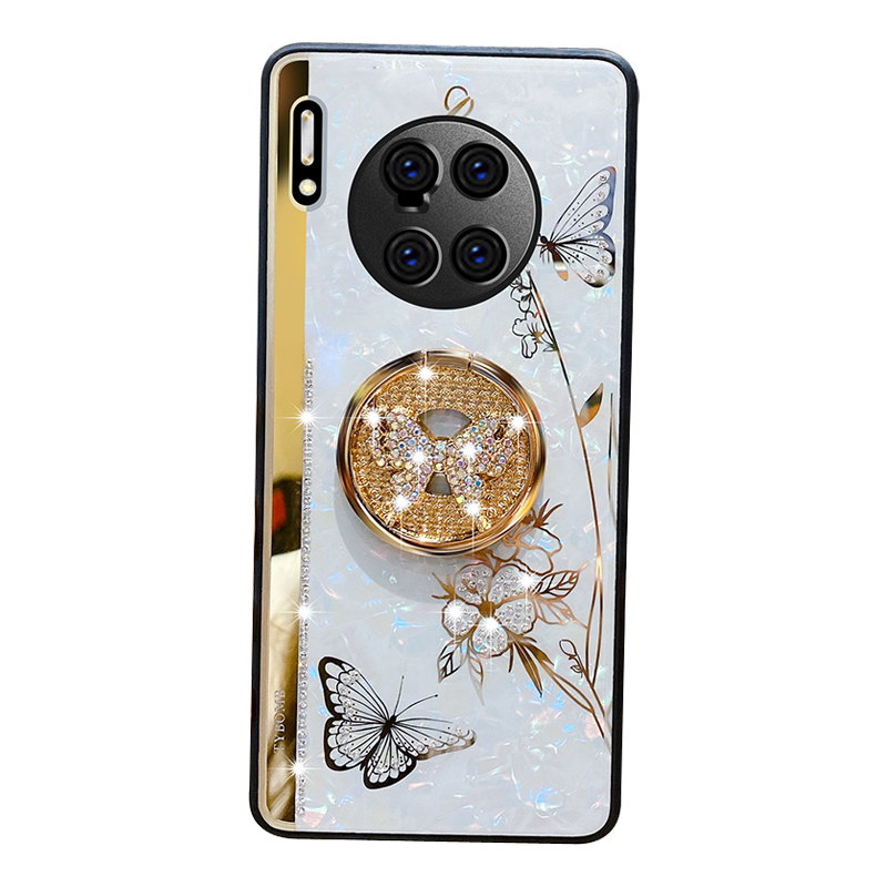 魅爱琳 华为Mate40/mate40pro手机壳mate30保护套外壳 蝶恋花电镀轻奢镶钻 指环扣全包防摔软潮日韩时尚