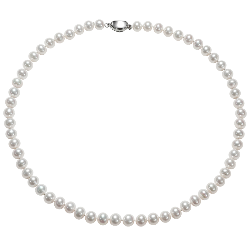 佰色传情 强光泽白色淡水珍珠项链妈妈婆婆款母亲节礼物女