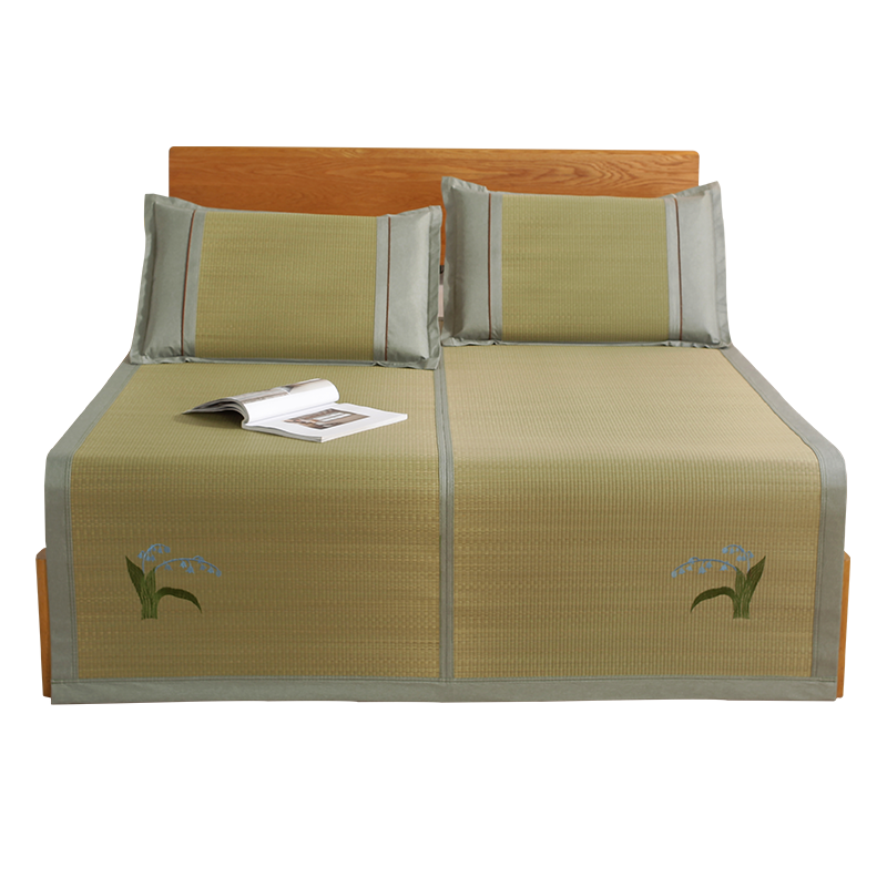 南极人(NanJiren)家纺 草席凉席夏季家用蔺草芦苇席天然草编1.8m三件套可折叠软席子