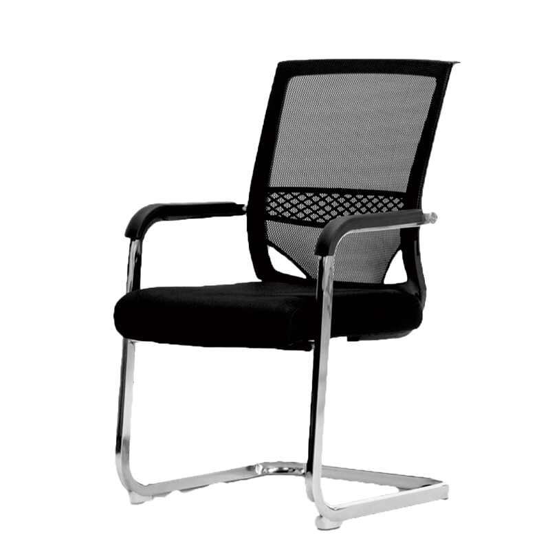 绵冠MIANGUAN办公椅家用电脑椅弓形椅职员椅培训会议椅网布椅黑色