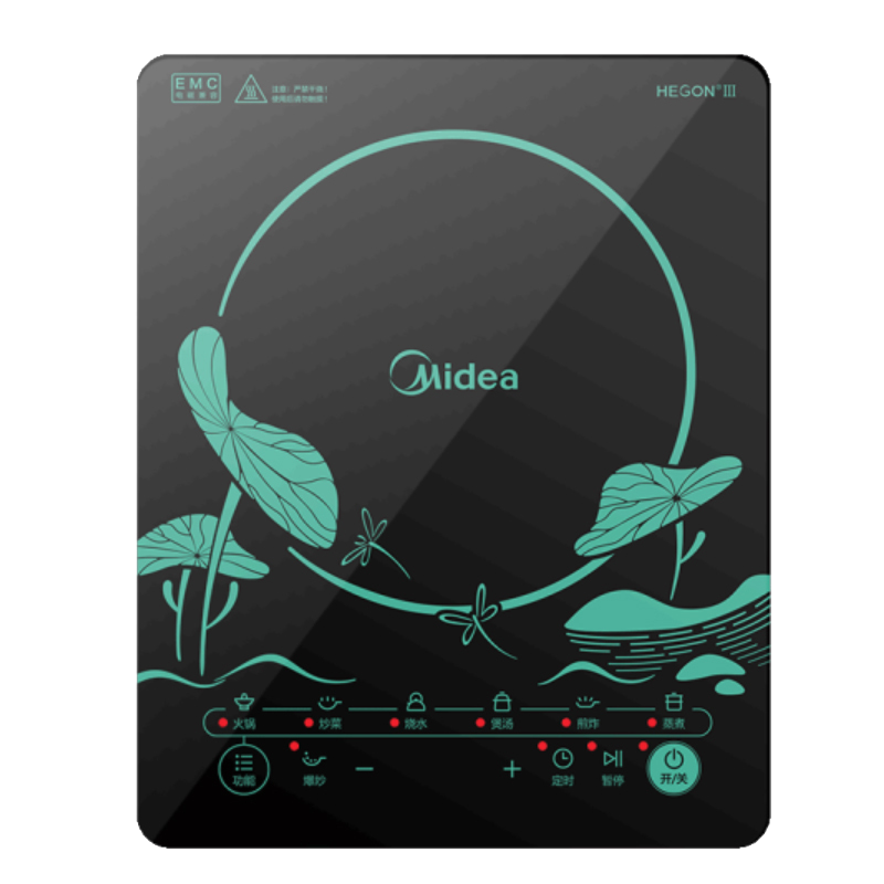 美的(Midea) 电磁炉 WK2202P1 家用套装大功率 智能定时超薄防水触摸操控配炒锅+汤锅