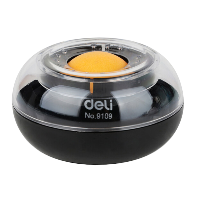 得力(deli)9109 点钞湿手器 实用办公圆形滚珠点钞沾手水缸粘手器 财务点钞湿手器 财务用品 黑色 10只装