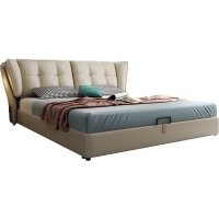 梵宜皮艺床软包实木双人床1.8米现代简约1.5米皮床主卧家具婚床