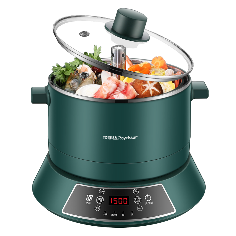 荣事达多功能电蒸锅蒸汽火锅3升容量家用海鲜桑拿火锅不锈钢蒸汽锅单层支持RHG-SJ30B