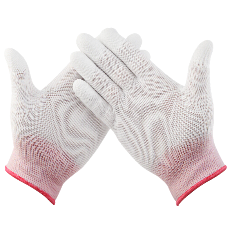 新越昌晖PU尼龙涂指手套 涂胶涂层劳保手套 防护白手套 耐磨防滑透气男女工地工作干活手套10副/S码 B11406