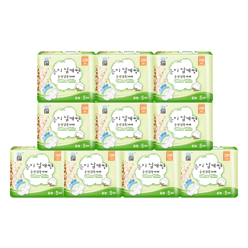 10包韩国原装进口恩芝卫生巾250mm日用组合套装50片