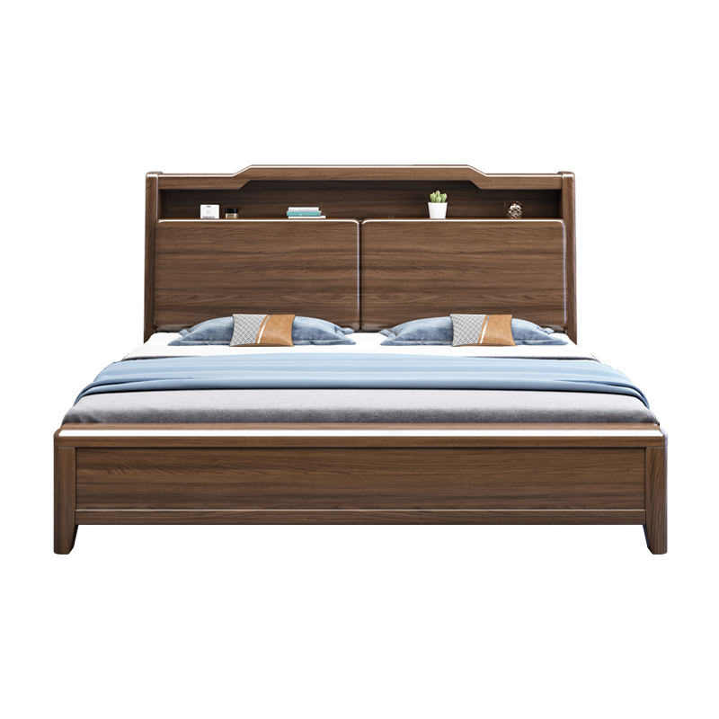 百冠环球金丝檀木实木床1.8米新中式双人床加厚大床现代简约1.5米气压主卧北欧轻奢储物婚床