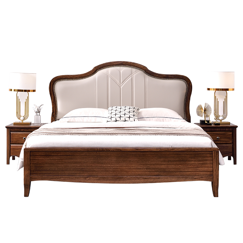 梵宜 实木床1.8米乌金木单双人床婚床北欧卧室精品家具M01#