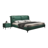 梵宜 皮床 意式极简1.8米单双人床现代简约皮艺软床北欧风A22# 实木床 1.5*2.0m[联系客服备注颜色]