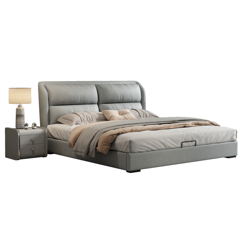 恒享家 床轻奢极简科技布床布艺床现代简约1.5米小户型1.8米主卧双人科技皮艺床婚床 MS603