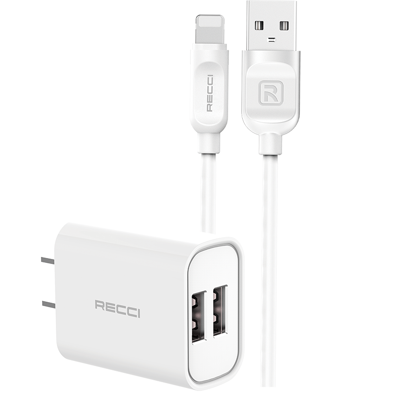 锐思RECCI劲量套装旅行RCK-05CM/L/C双USB充电插头+充电线 RCK-05CC(华为Type-C接口线)