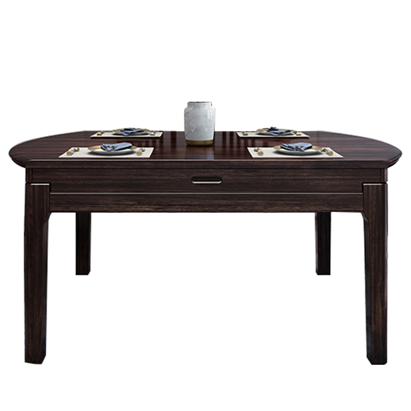 月影梳桐新中式实木餐桌椅组合紫金丝檀木原木折叠多功能方变圆桌餐厅