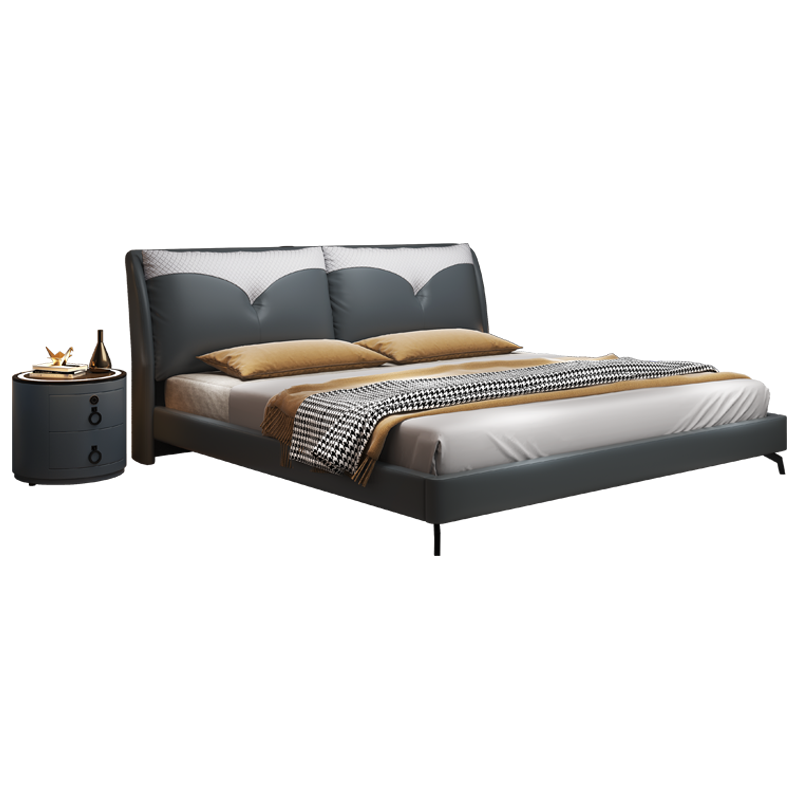 梵宜 皮床 意式极简1.8米单双人床现代简约皮艺软床北欧风A23# 实木床 1.5*2.0m[联系客服备注颜色]