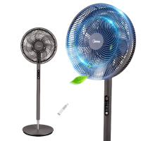 美的(Midea)电风扇 遥控版落地扇 七片风叶 智能感温 9H定时预约 低噪节能 办公室电风扇SAD35EZ