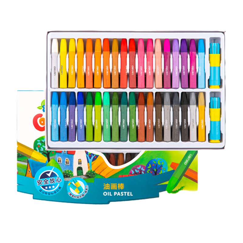 得力(deli)36色学生六角杆易上色油画棒 儿童蜡笔绘画笔72053