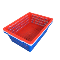 工霸 加厚塑料筐洗菜篮子收纳篮周转框沥水篮 14#方筛530*400*185 红色 1个(5个起订)