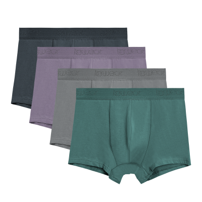 红豆长绒棉棉氨抑菌平角内裤4条组合装