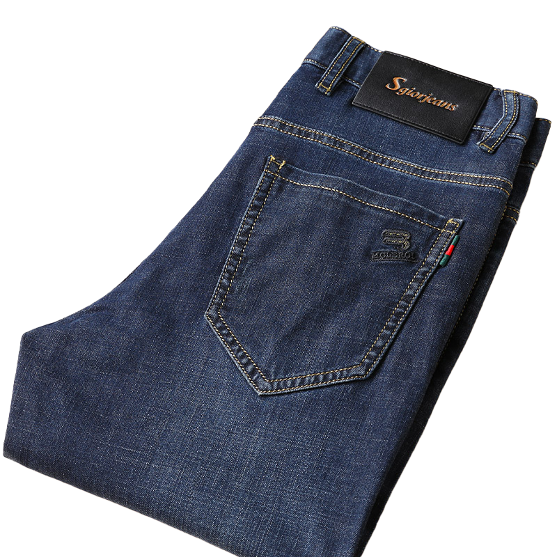 圣吉奥官方名牌高级超薄修身直筒牛仔裤2022春夏新款耐磨休闲长裤