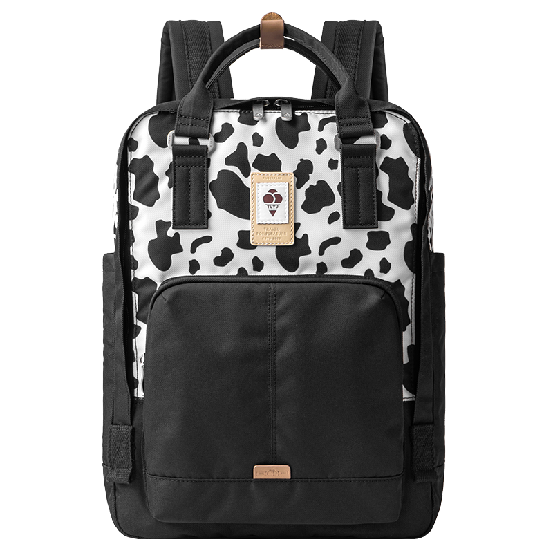 途愉双肩包女2022年新款初中生高中生中学生大学生大容量书包简约轻便减负奶牛包包韩版旅行通勤电脑背包TB5023