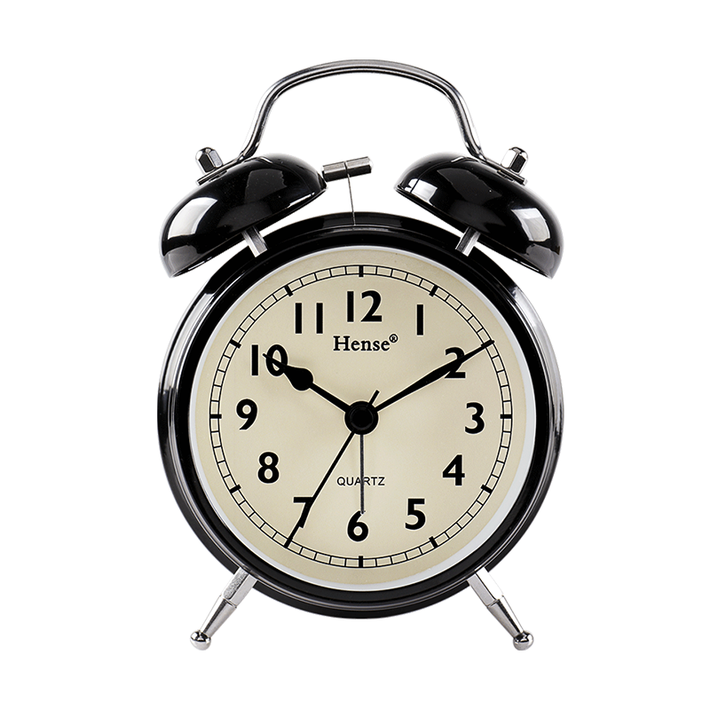 汉时创意金属夜光小闹钟卧室简约石英床头时钟家用学生座钟HA70