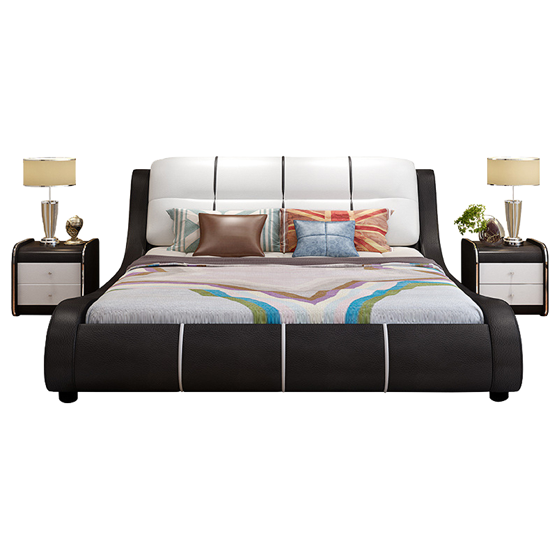 梵宜 皮床 意式极简单双人床现代简约高箱储物皮艺软床北欧风卧室家具216# [普通款]