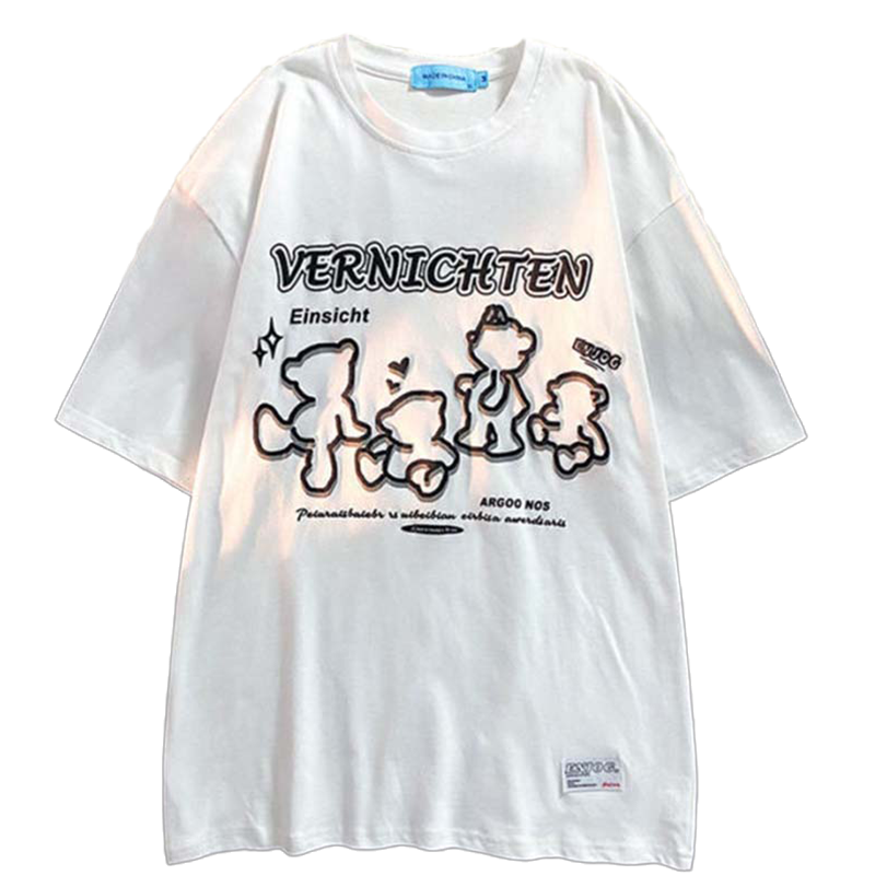 秋壳100%纯棉oversize潮牌印花短袖t恤女装夏季宽松ins小众情侣装