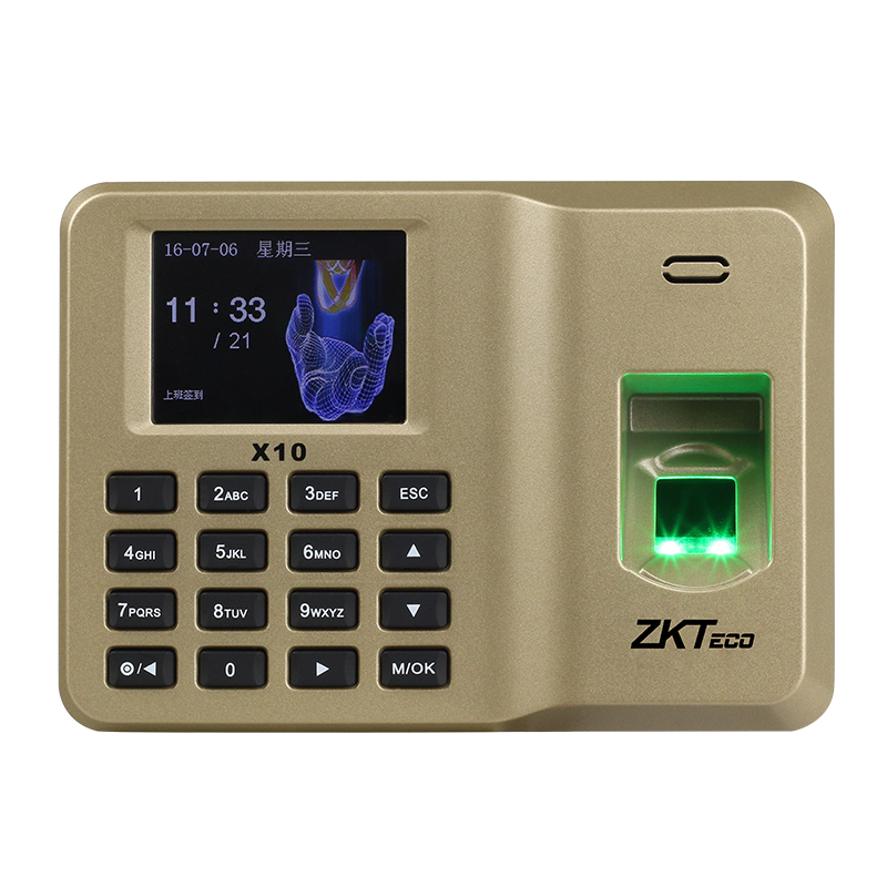 ZKTECO熵基科技股份有限公司X10 指纹考勤机指纹打卡机 自助式打卡指纹签到器员工上下班打卡机U盘下载 咖啡色