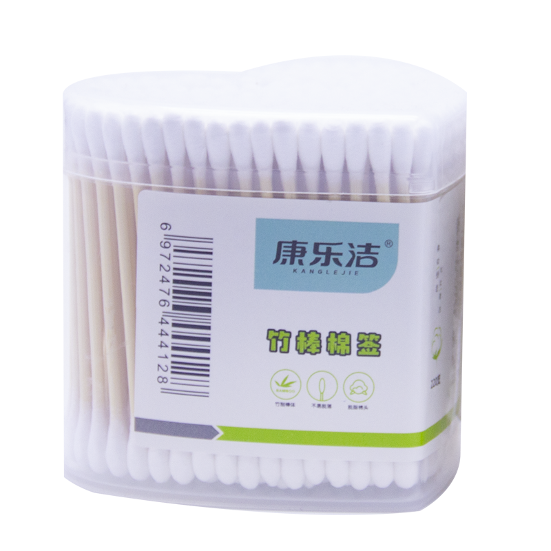 康乐洁K412大爱心清洁竹棒棉签竹制棉体220支装不易脱落