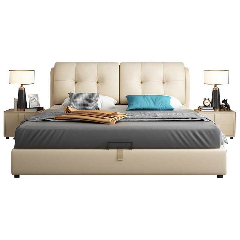 梵宜 皮床 意式极简1.8米1.5米单双人床现代简约高箱储物皮艺软床北欧风卧室家具666#
