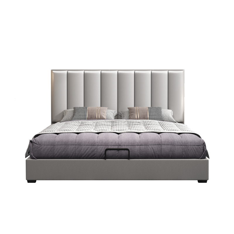 兰秀家居 床 真皮床1.8米 现代简约主卧室双人床储物家具