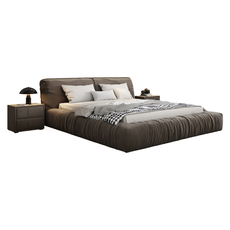 梵宜 科技布床 意式极简1.8米单双人真皮床现代防污硅胶皮实木床高箱储物北欧风卧室家具K201#