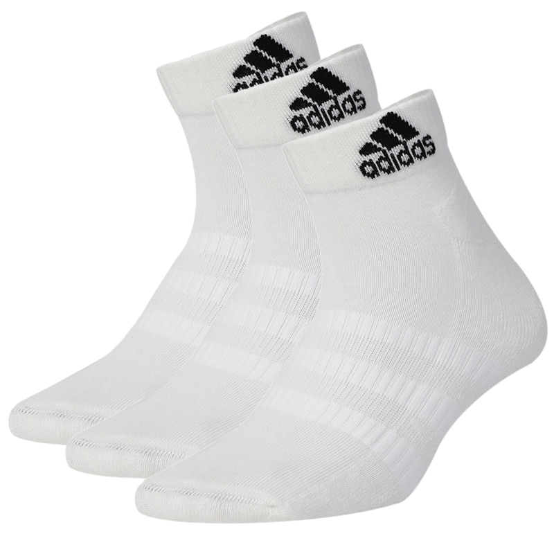 adidas阿迪达斯男女运动袜子到脚踝白色三双装