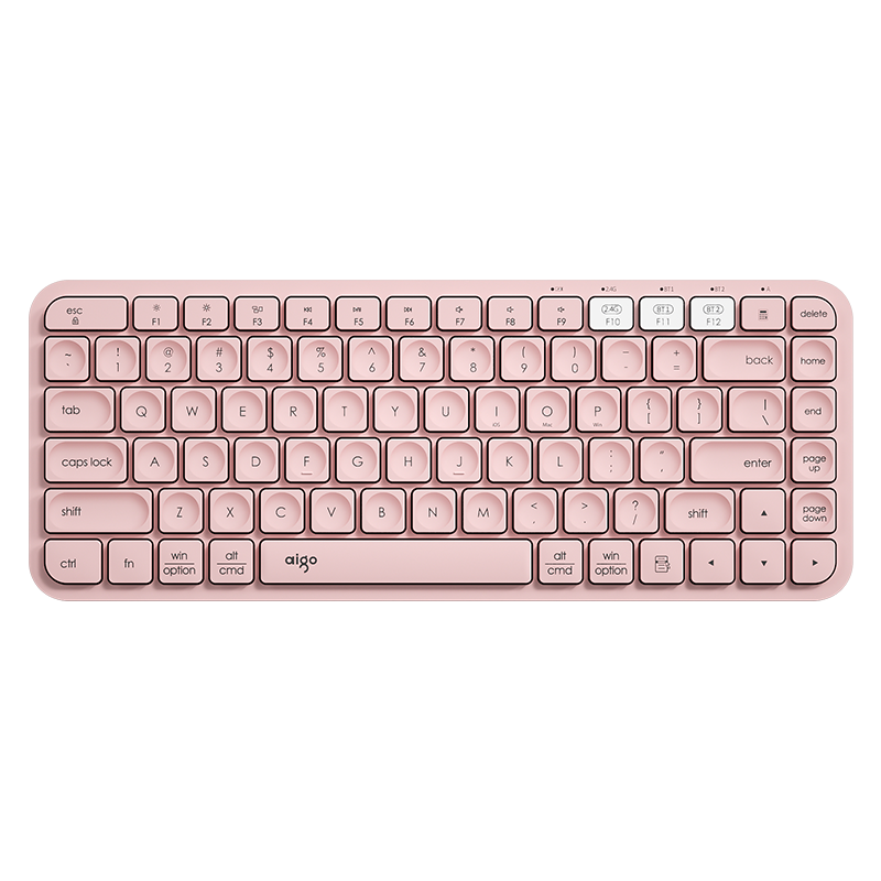 爱国者Aigo无线蓝牙键盘V200笔记本电脑台式机打字办公家用超薄男女生可爱小巧便携时尚拼色键盘 摩卡色
