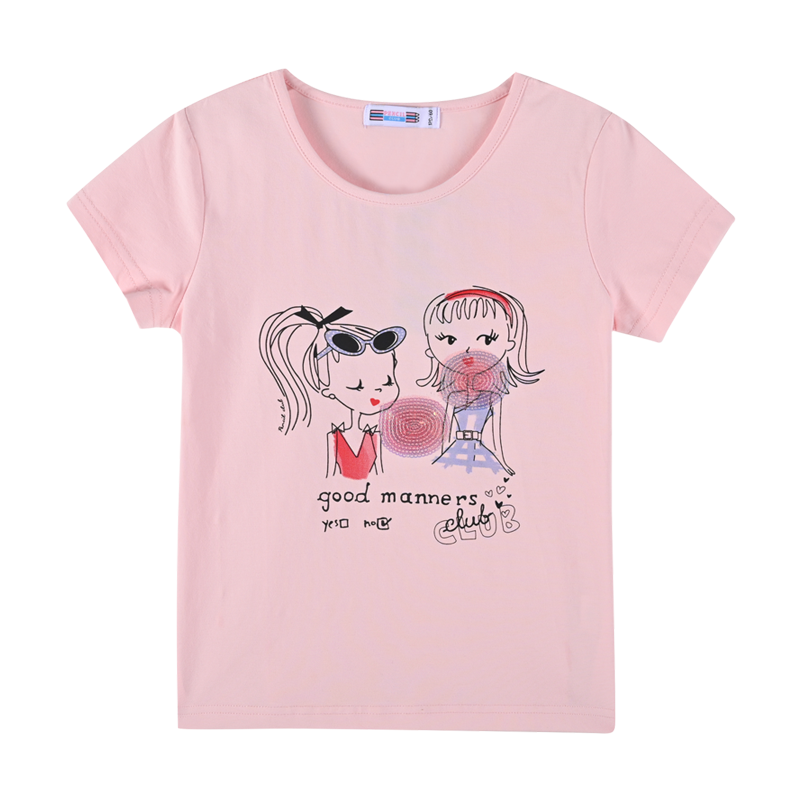[清仓价:9.9元]铅笔俱乐部童装女童短袖T恤薄款2022夏装大童上衣圆领韩版