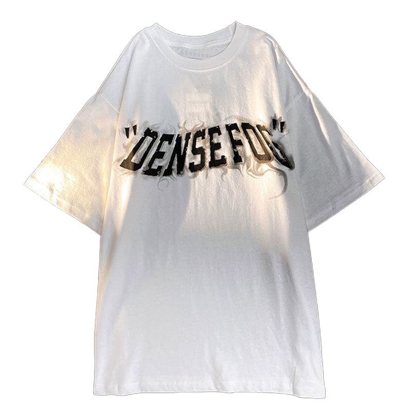 秋壳100%纯棉美式复古潮牌嘻哈街头情侣体恤夏季宽松情侣短袖t恤